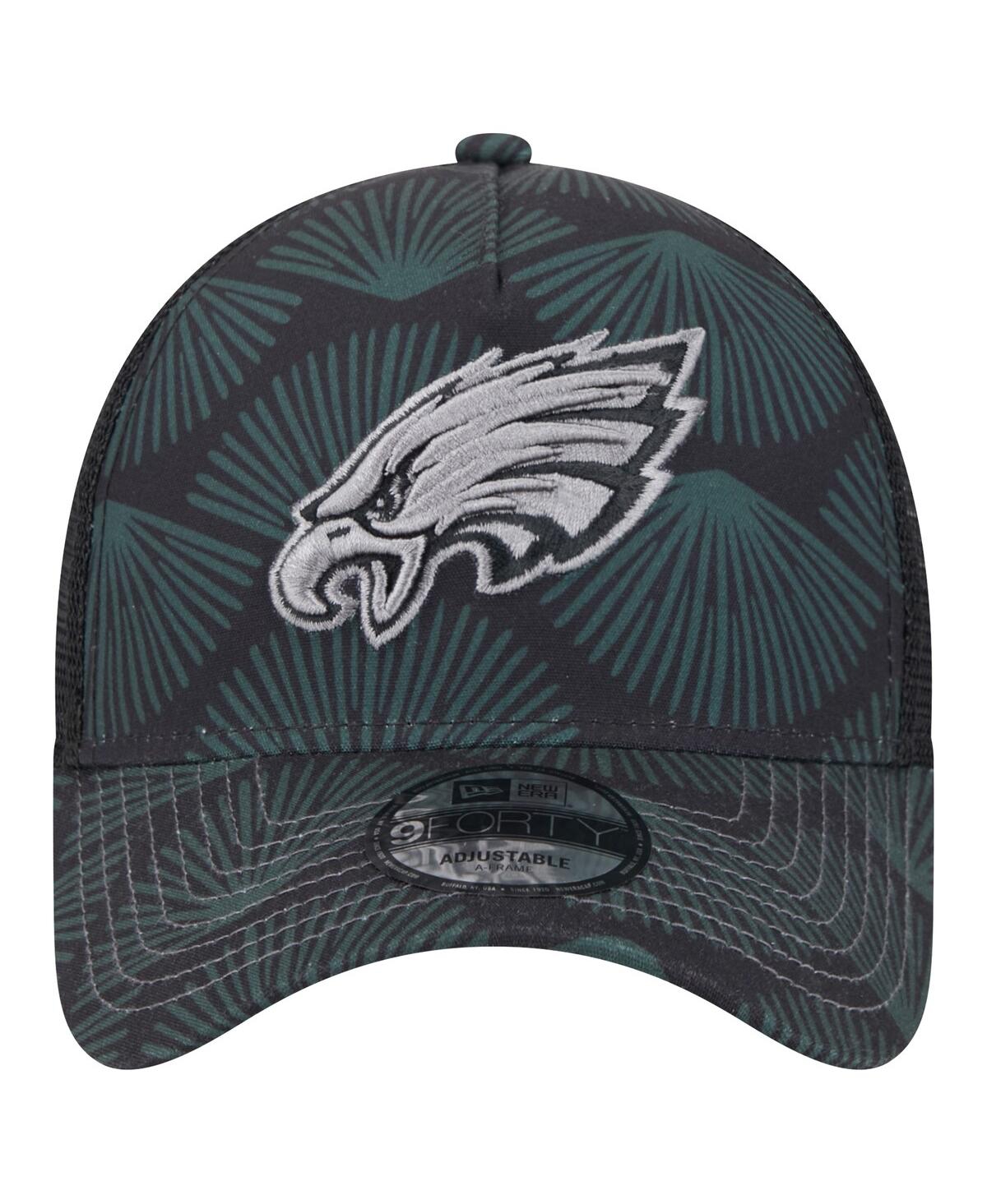 NEW ERA MEN'S BLACK PHILADELPHIA EAGLES AGAVE TRUCKER 9FORTY ADJUSTABLE HAT 