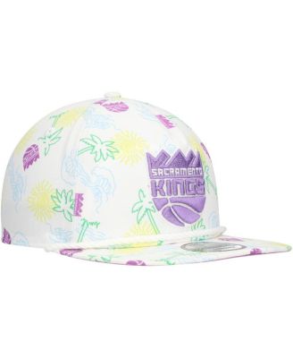 Men's White Sacramento Kings Palm Trees and Waves Golfer Adjustable Hat