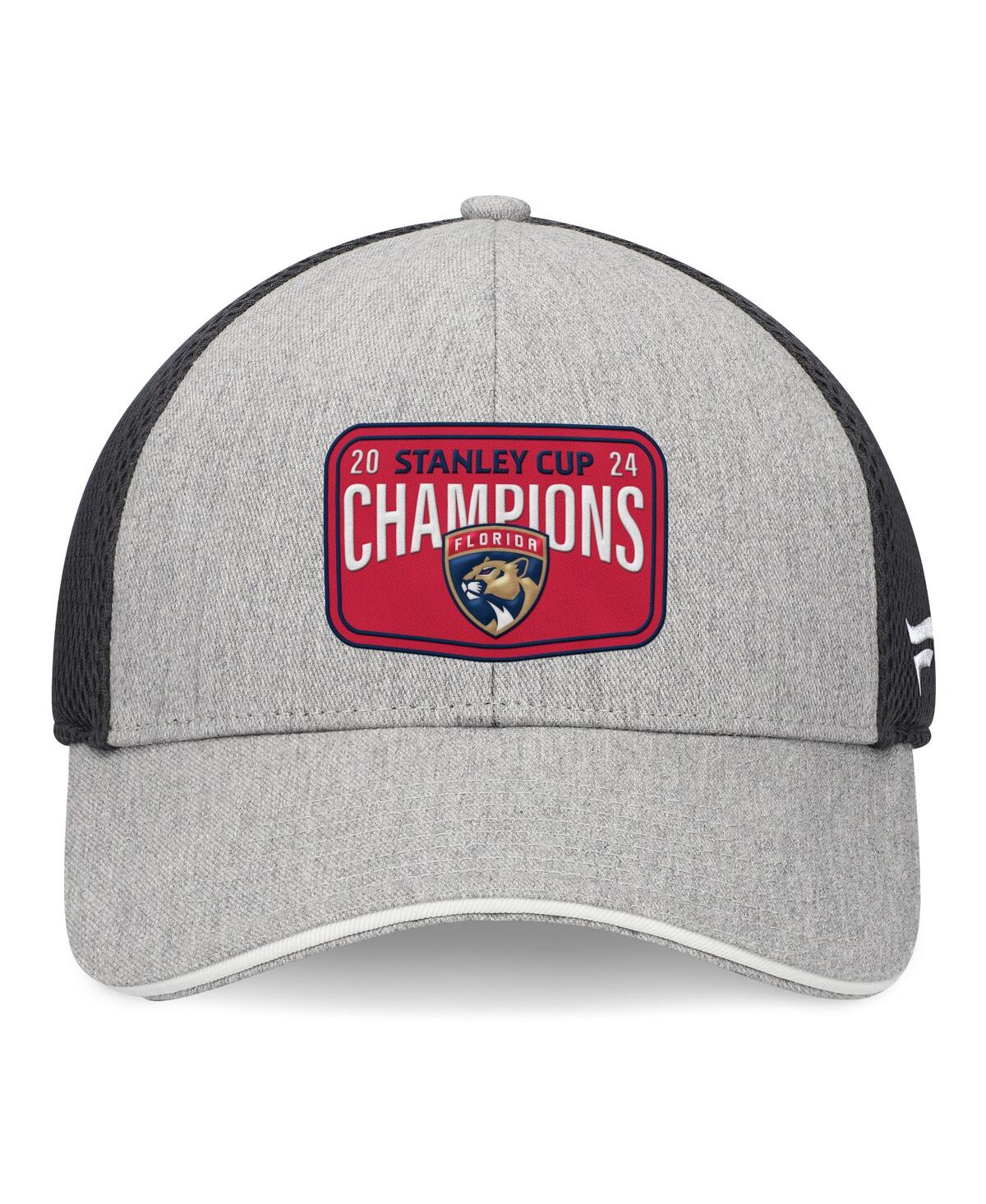 Fanatics Men'sCharcoal Florida Panthers 2024 Stanley Cup Champions Locker Room Meshback Structured Adjustable Hat - Gray, Charcoal