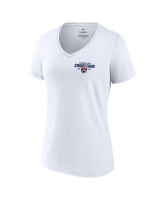 Women's White Florida Panthers 2024 Stanley Cup Champions Jersey Roster V-Neck T-Shirt