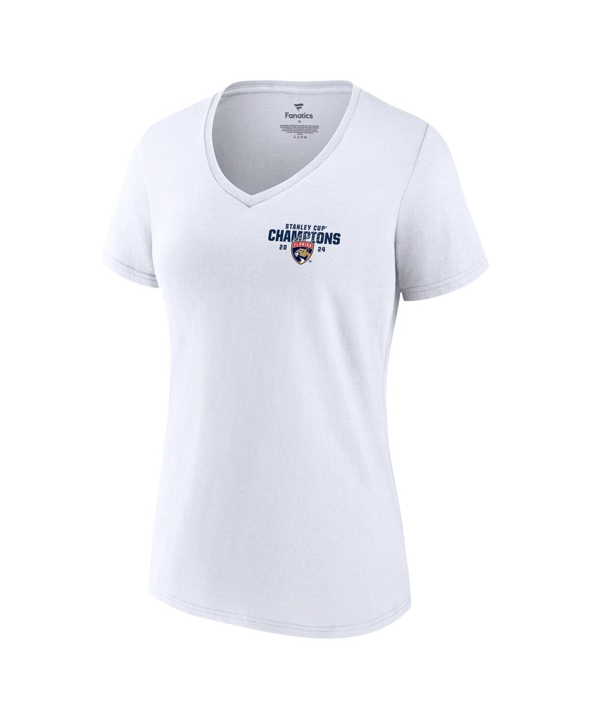 Fanatics Women's White Florida Panthers 2024 Stanley Cup Champions Plus Size Jersey Roster V-neck T-shirt In White