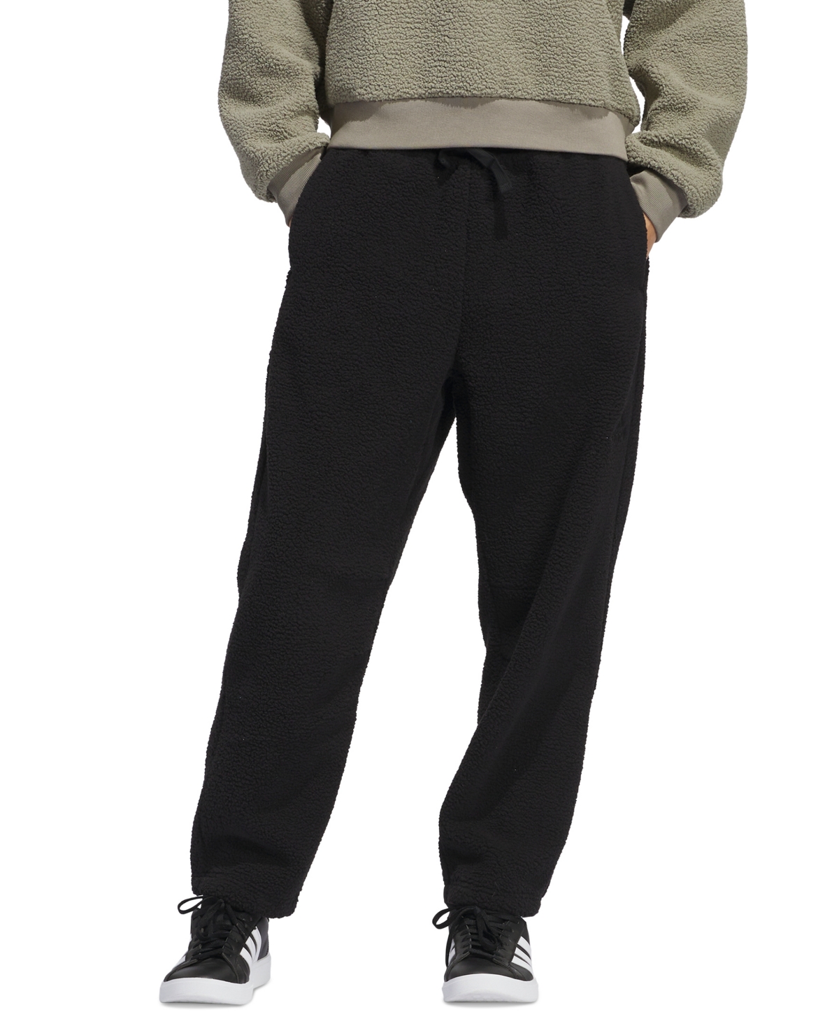 ADIDAS ORIGINALS WOMEN'S COZE SHERPA BARREL-LEG PANTS 