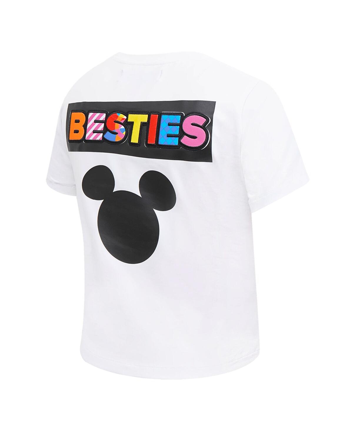 Freeze Max Women'sMickey Friends Besties Expression Baby Doll Cropped T-Shirt - White