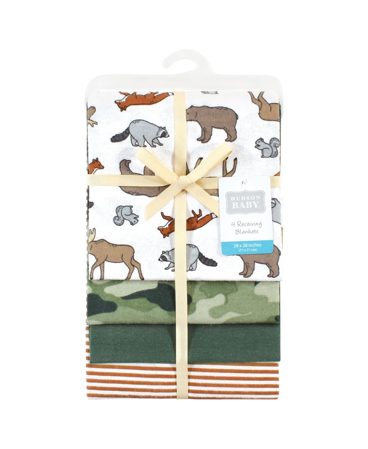 Hudson Baby Infant Boy Cotton Rich Flannel Receiving Blankets, One Size - Animal adventure
