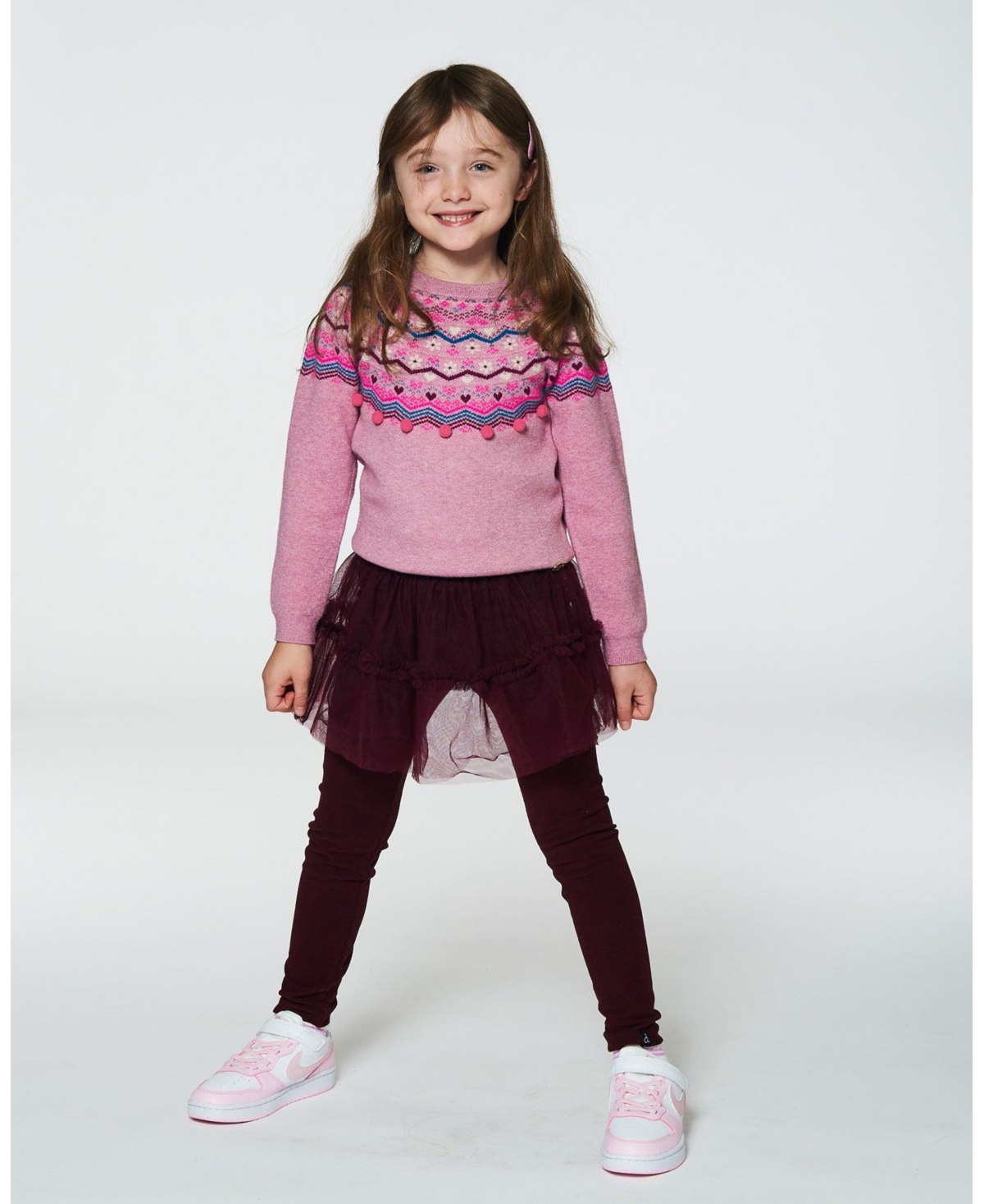 Deux par Deux Big Girls Leggings With Tulle Skirt- Burgundy