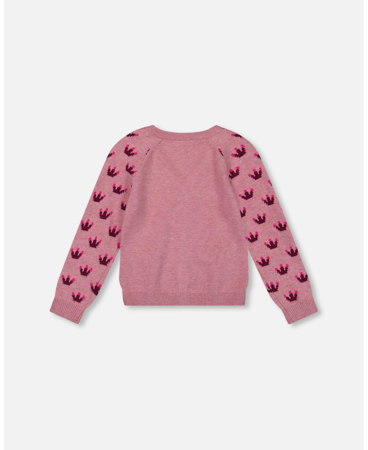Deux par Deux Toddler Girls Jacquard Sleeve Knitted Long Cardigan Lavender