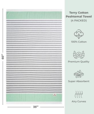Peshtemal 100% Turkish Cotton 4-Pack Beach Towels, 35&amp;quot; x 60&amp;quot; 
