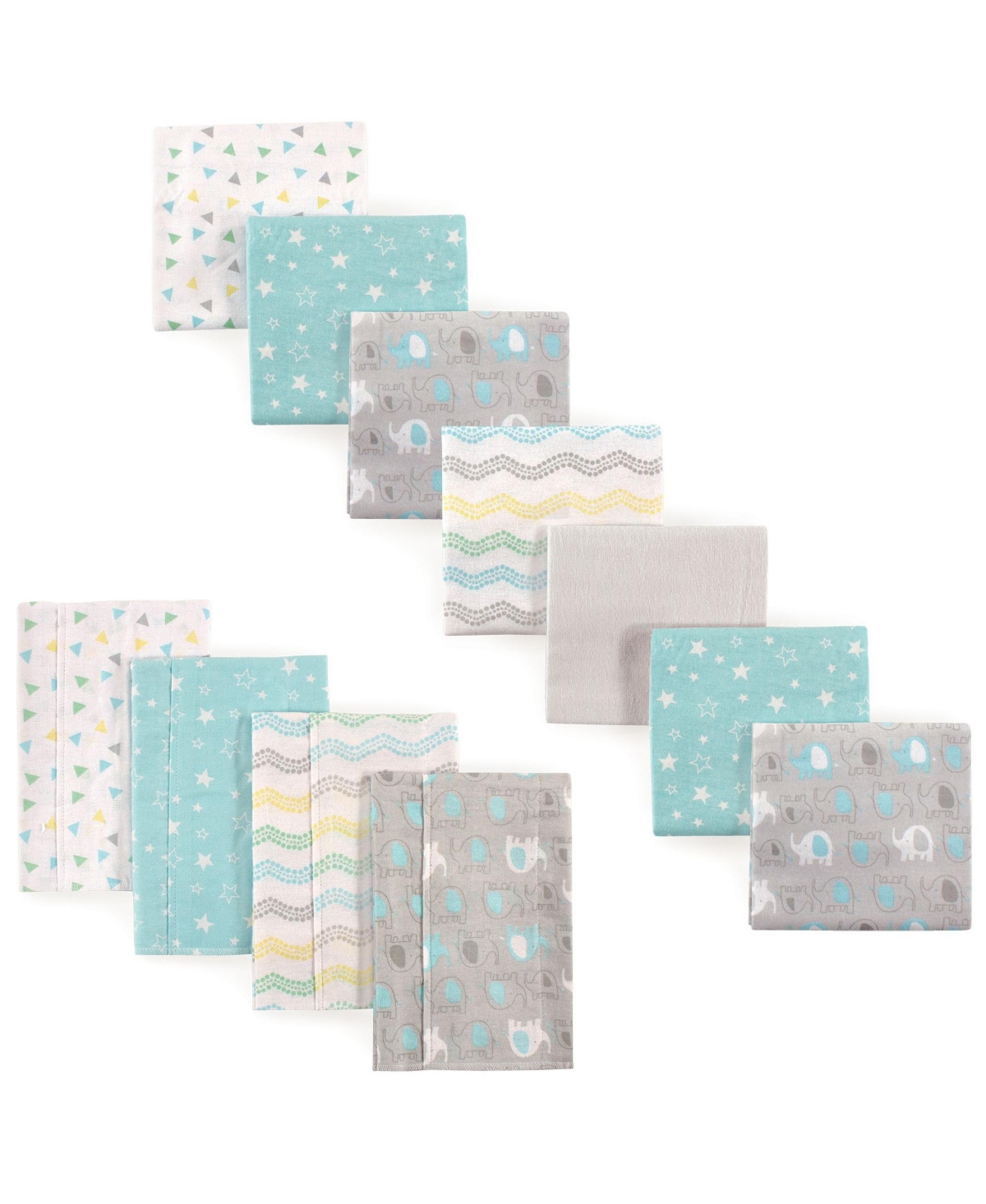 Luvable Friends Unisex Cotton Flannel Burp Cloths and Newborn Swaddle Wraps, 11-Count