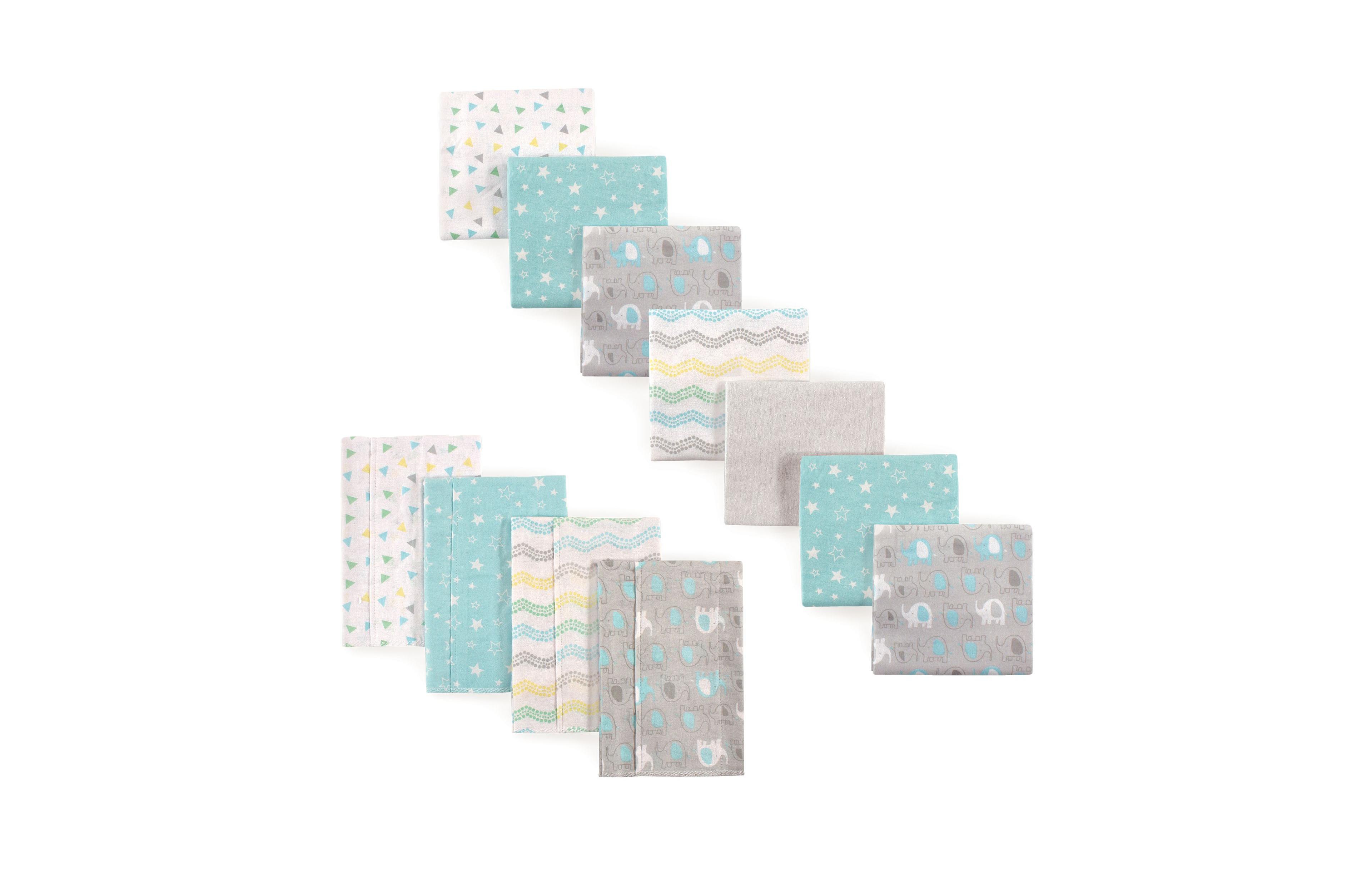 Luvable Friends Unisex Cotton Flannel Burp Cloths and Newborn Swaddle Wraps, 11-Count