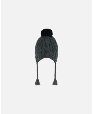 Kids Unisex Peruvian Knit Hat Dark Gray - Toddler|Child