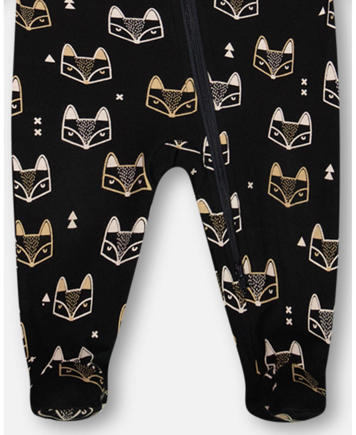 Deux par Deux Baby Boys Baby Organic Cotton One Piece Pajama- Black printed fox