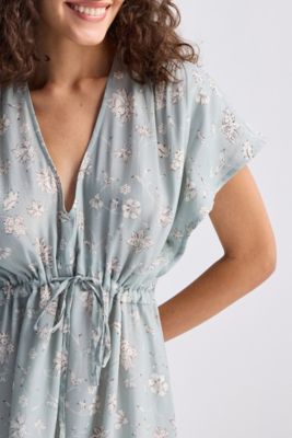 Women's Gathered Maxi Dress with Side Slits in Mosaic