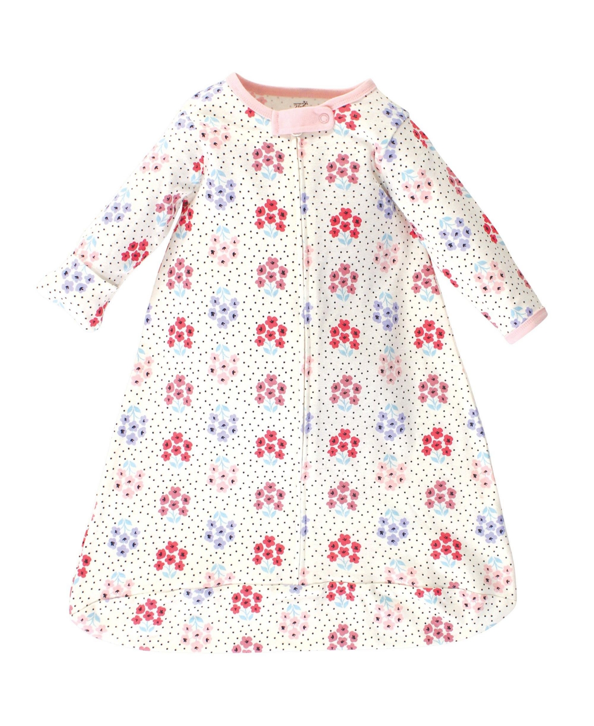 Touched by Nature Baby Girls Baby Organic Cotton Long-Sleeve Wearable Sleeping Bag, Sack, Blanket,- Floral dot