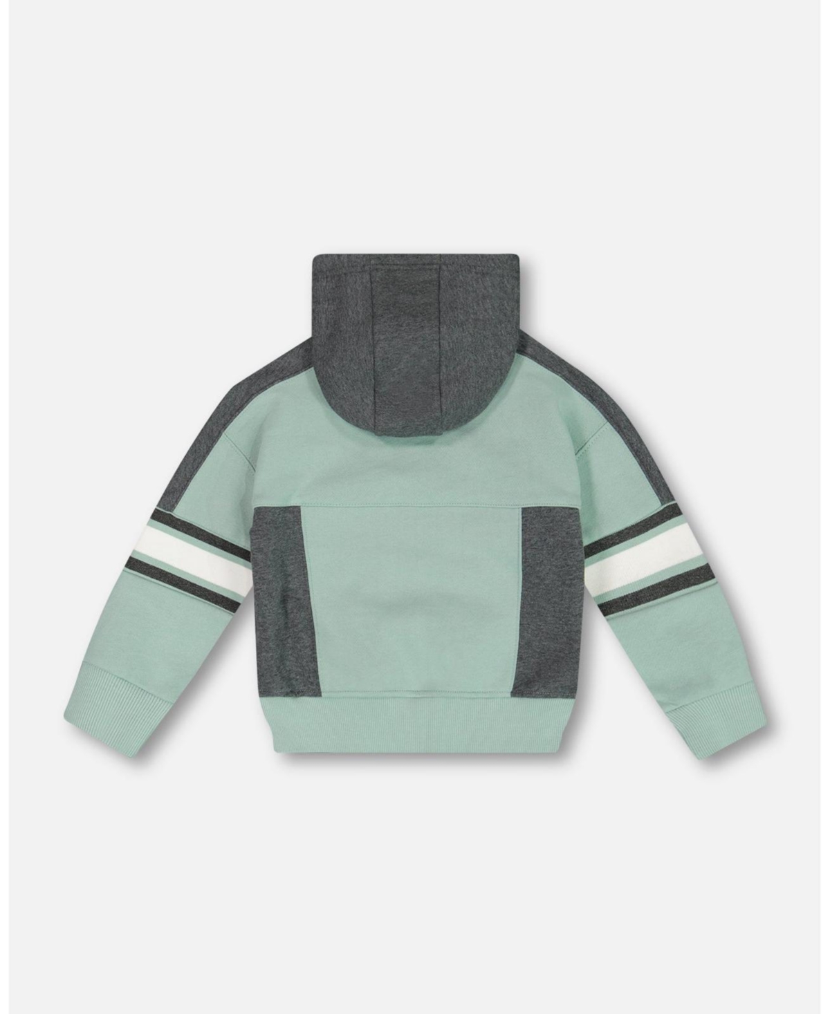 Deux par Deux Big Boys Hooded Fleece Sweatshirt With Contrast Rib- Sage green