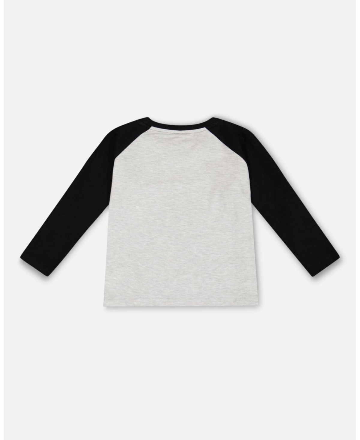 Deux par Deux Big Boys Raglan T-Shirt With Print Gray Mix And Black - Gray mix and black
