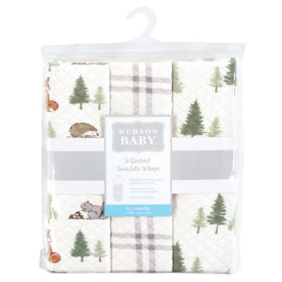 3-Piece Cotton Quilted Swaddling Wraps