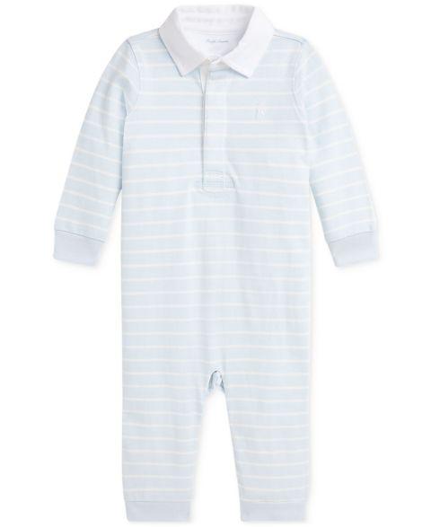 Детский комбинезон Polo Ralph Lauren из полосатого хлопкового джерси, цвет: Синий