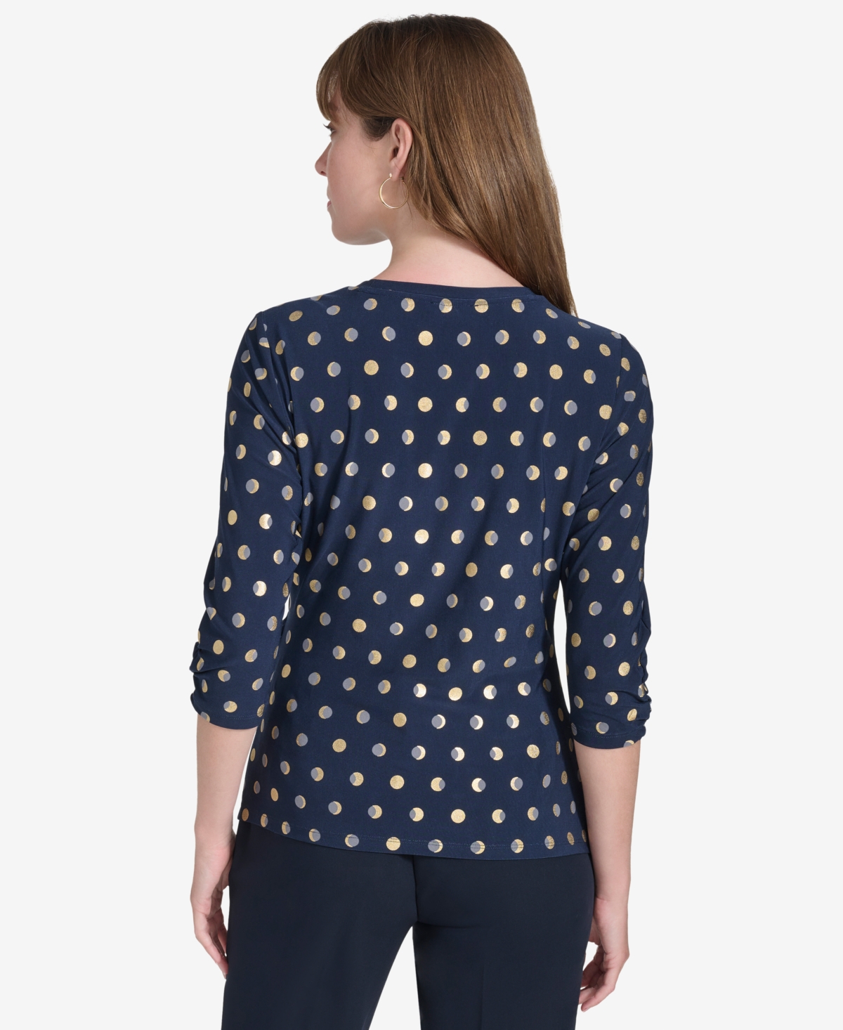 Tommy Hilfiger Women's Moondance Cinched 3/4-Sleeve Top -mult