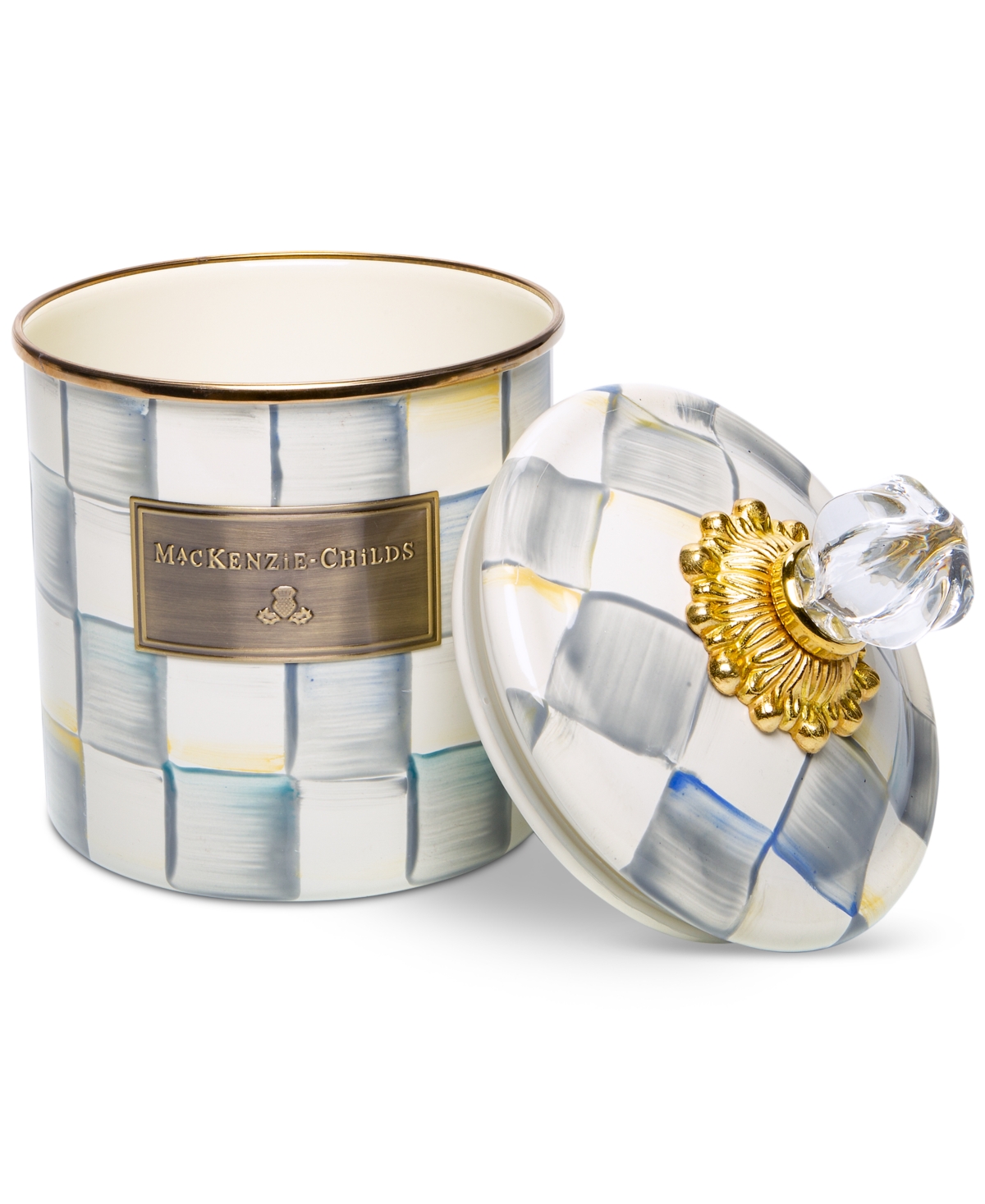 Mackenzie-childs Mackenzie Childs Sterling Check Demi Enameled Steel Canister In No Color