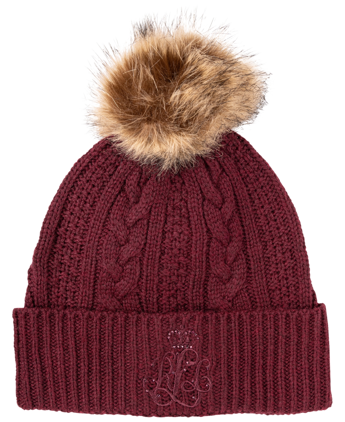RALPH LAUREN CABLE HAT WITH DIRECT EMBROIDERY AND STONES 