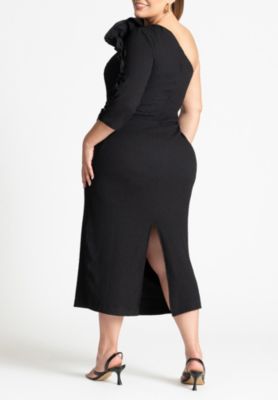 Plus Size Popcorn Ruffle Column Dress