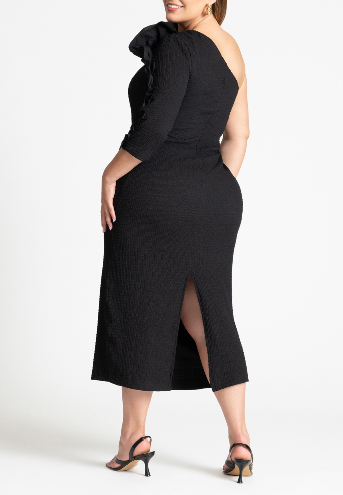 Eloquii Plus Size Popcorn Ruffle Column Dress
