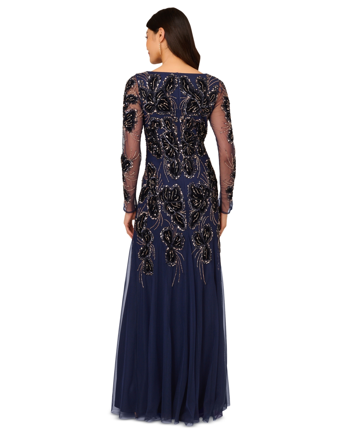 Adrianna Papell Women's Beaded Velvet-Applique Evening Gown