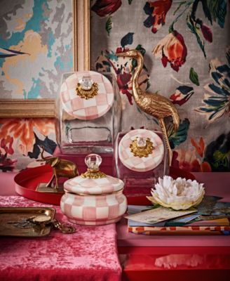 Rosy Check Enameled Steel Squashed Pot