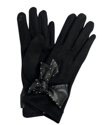 Marcus Adler - Suede Glove with Faux Leather Bow