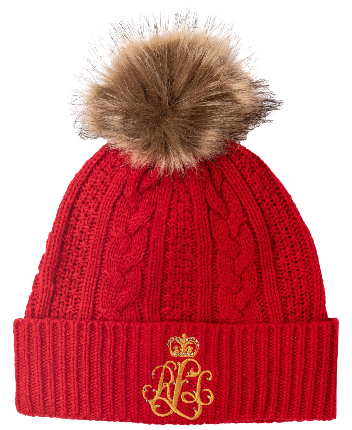 Ralph Lauren Cable Hat With Direct Embroidery And Stones In