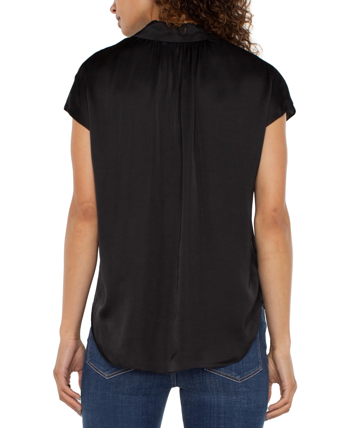 Liverpool Los Angeles Women's Satin Cap-Sleeve Blouse
