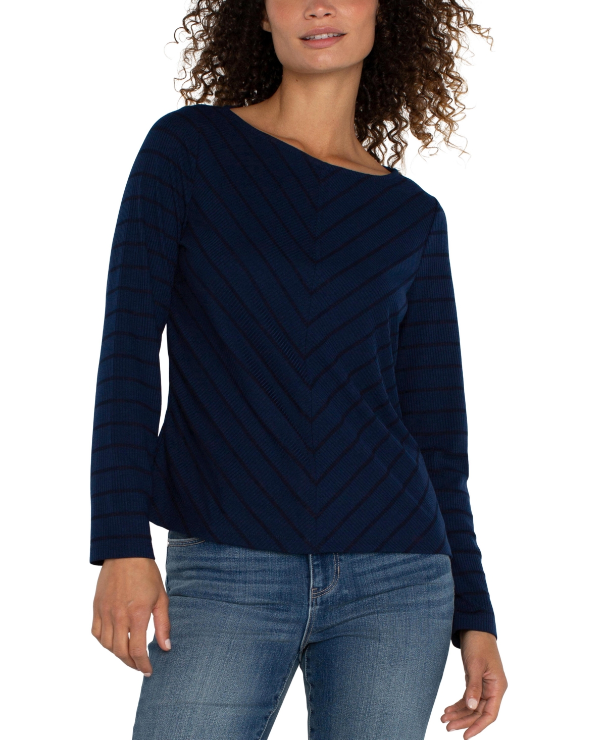Liverpool Los Angeles Women's Mitered Stripe Boatneck Top