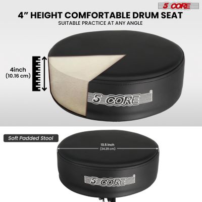 height-adjustable, thick-padded, heavy-duty, 400 lbs capacity, comfortable drum throne musician stool for adults and kids.