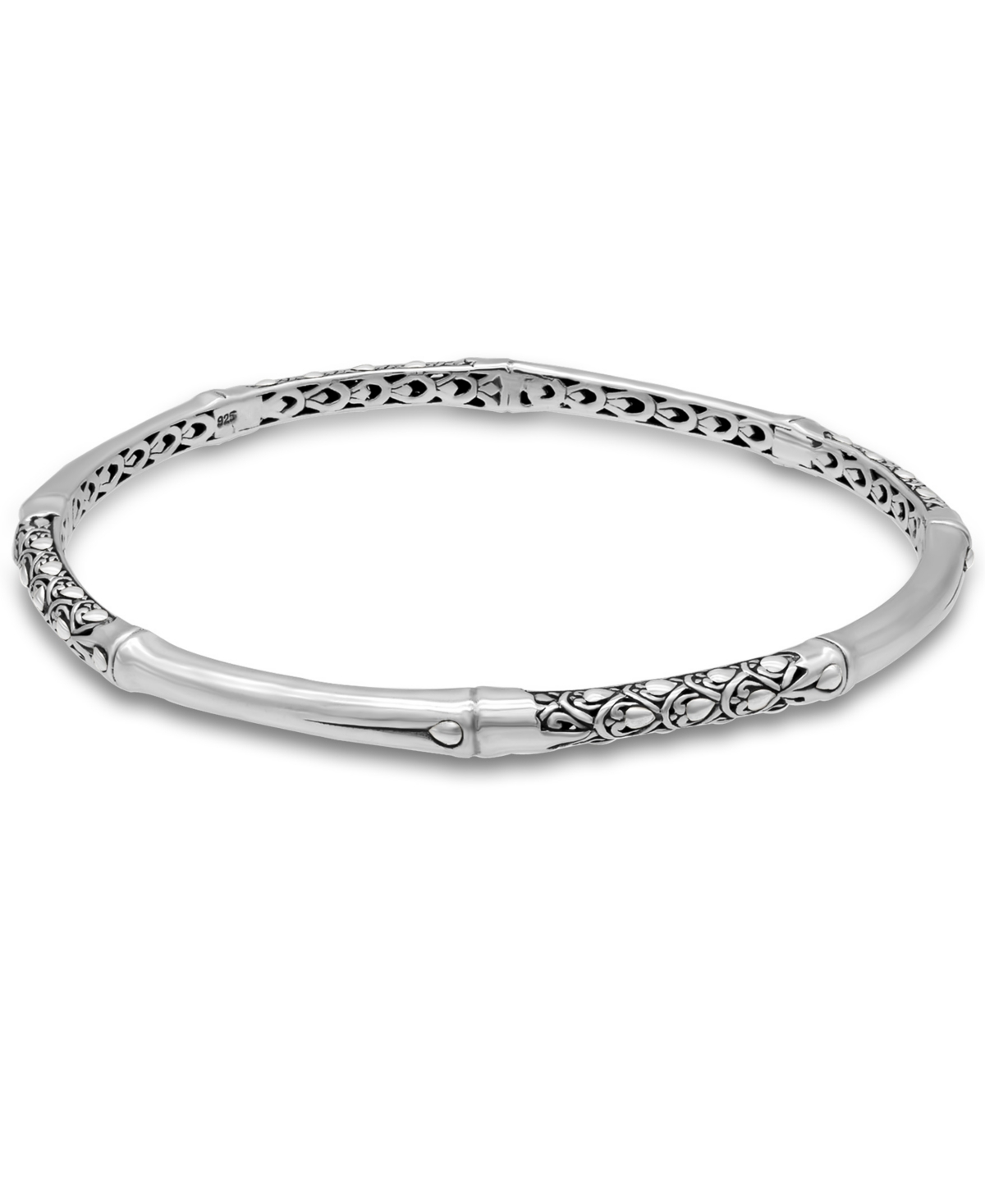 Bali Bamboo Bangle Bracelet in Sterling Silver - Silver