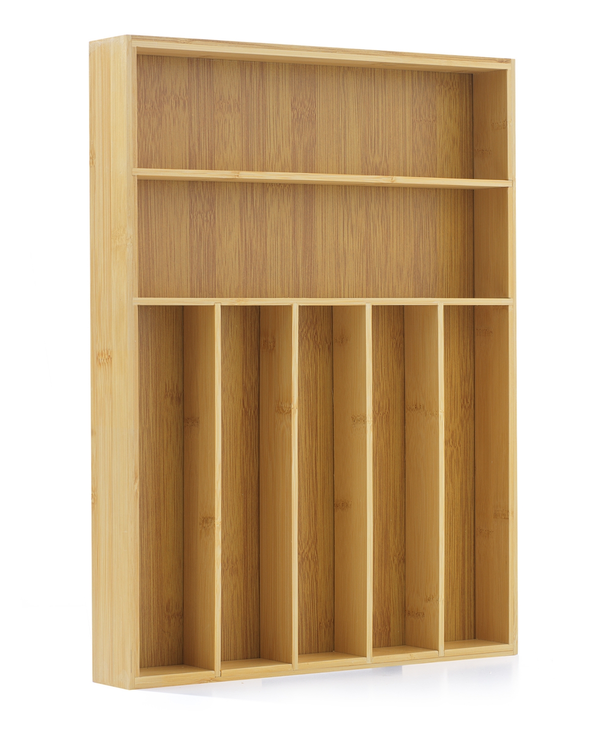 Joyjolt Bamboo 7 Slot Drawer Organizer For Kitchen Utensils In Brown