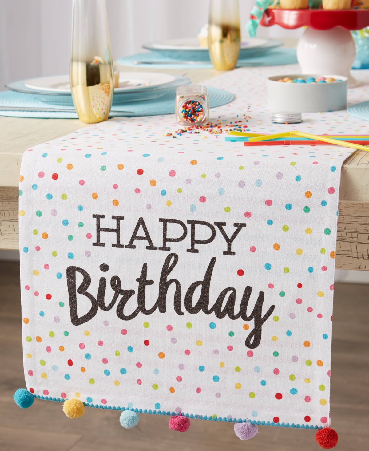 Design Imports Embellished Reversible Table Runner, 14"x72"