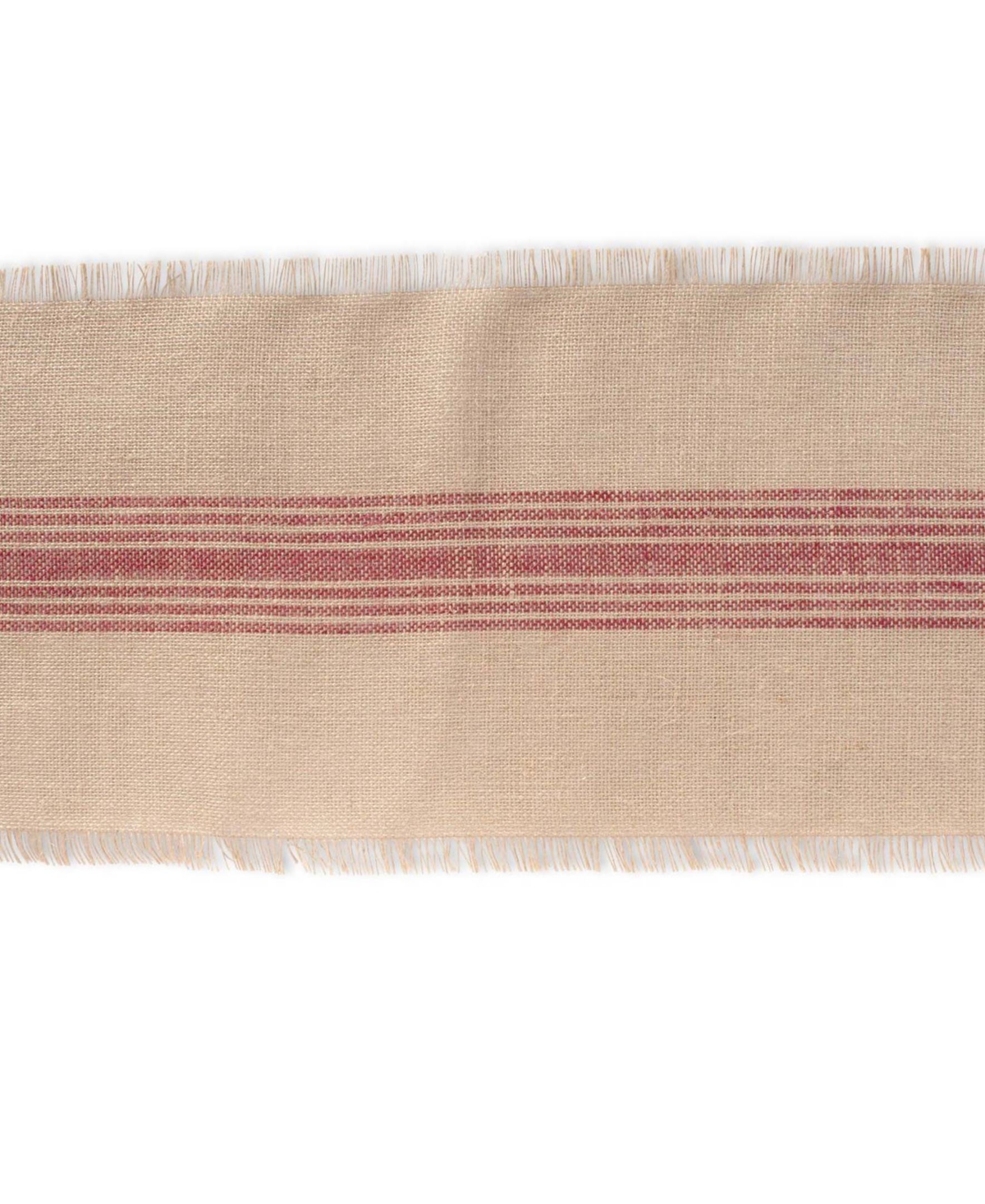 Design Imports Stripe Burlap Table Runner, 14x108 Inches In Middle Stripe Barn Red