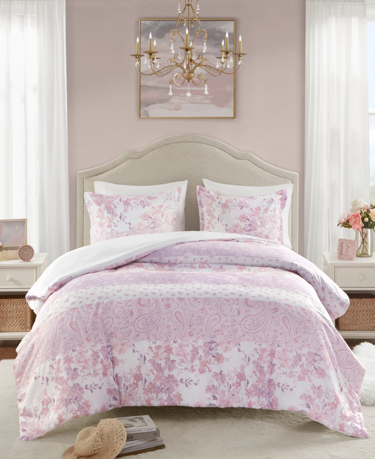 Intelligent Design Oliena Floral Paisley 3-pc. Duvet Cover Set, Full/queen In Pink