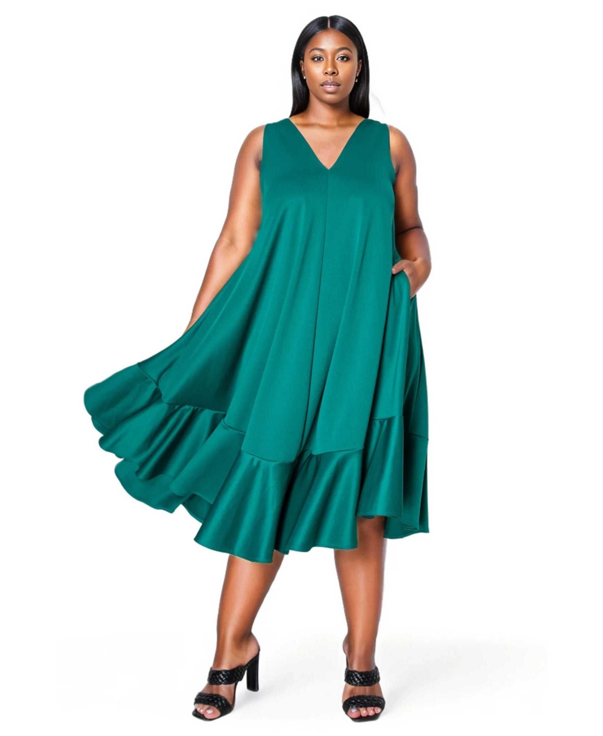 L I V D Plus Size Simone Sleeveless Pocket Flare Dress