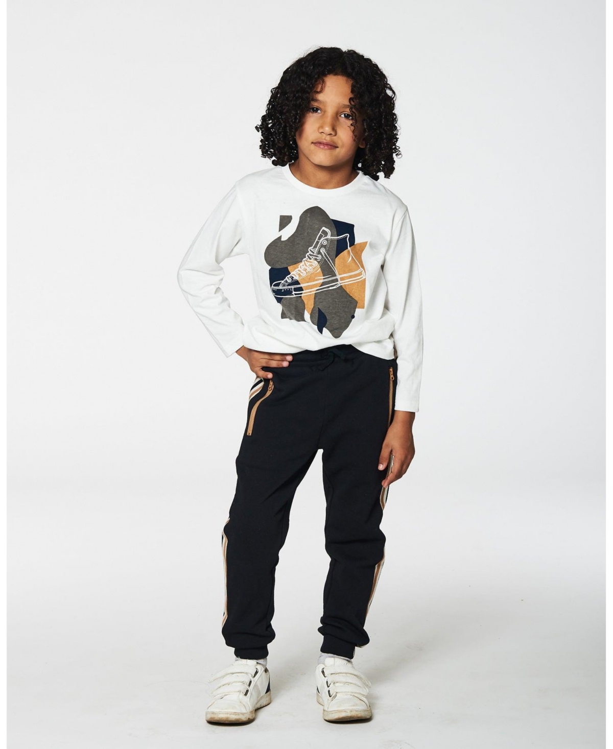 Deux par Deux Big Boys Long Sleeve T-Shirt With Print- Off white