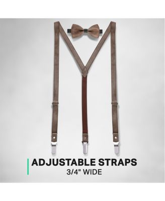 Men's Suede Y-Back Suspenders Bow Tie Set