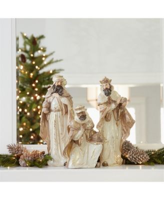 Nativity Wisemen Figurines With Gold Accents (Set of 3)