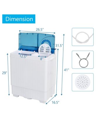Portable Semi-automatic Washing Machine 26 lbs Twin Tub Laundry Washer Blue