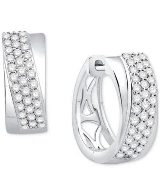 Macy's - Diamond Pave Small Huggie Hoop Earrings (1/2 ct. t.w.) in 14k White Gold