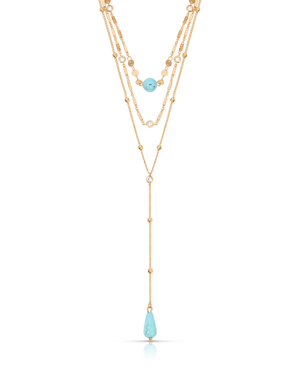 Turquoise 18k Gold Plated Multi-Chain Choker - Turquoise