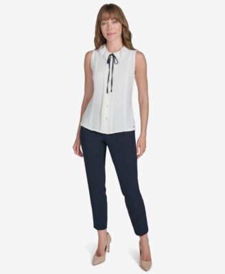 Tommy Hilfiger Women's Sleeveless Tie-Neck Blouse - Macy's