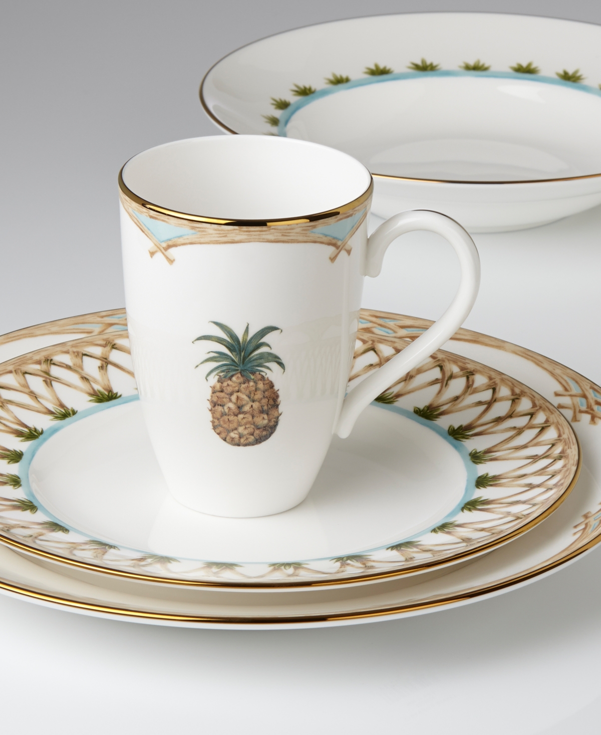 Lenox British Colonial Bamboo Mugs, Set Of 4 In White