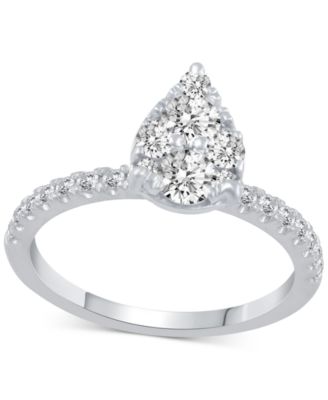 Macy's - Diamond Pear-Shaped Cluster Engagement Ring (1 ct. t.w.) in 14k White Gold