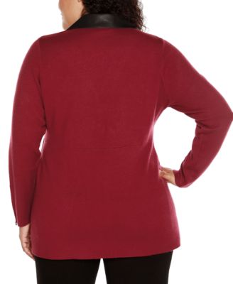 Plus Size Black Label Collared Sweater Jacket