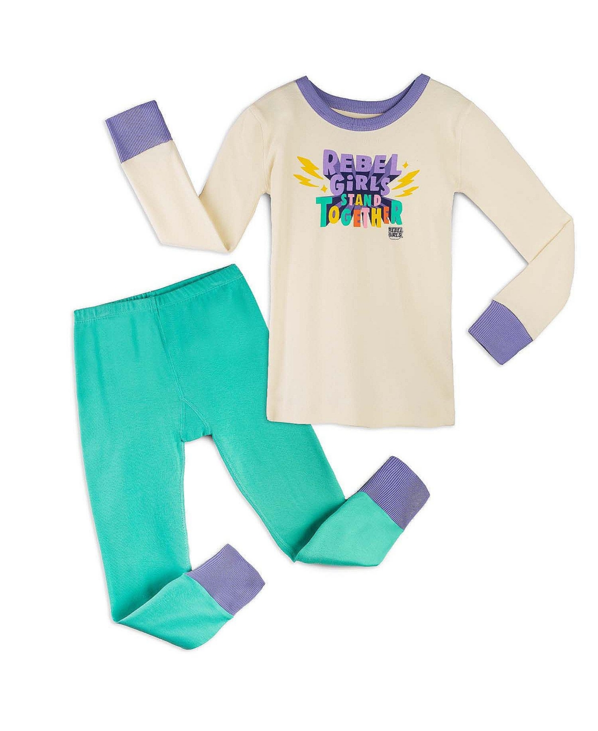 Mightly Toddler Girls Rebel x Fair Trade 100% Organic Cotton Tight Fit Pajamas, 2-Piece Set